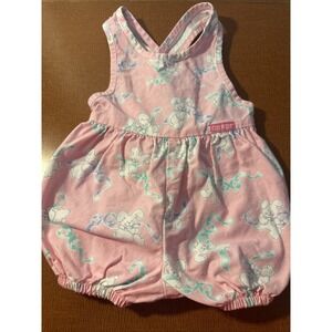 Vintage OshKosh Bunnies & Bows Pink Infant Girls Romper 3-6 Months